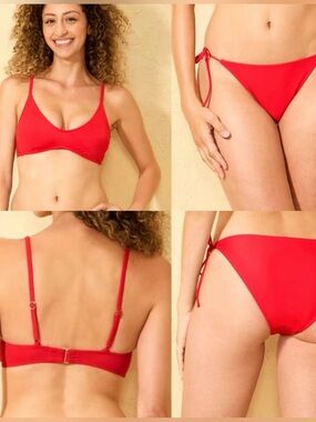 Women’s Solid Tricot Side-Tie Low-Rise High Leg Extra Sheeky Swin Bikini Set
